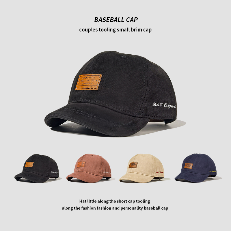 American retro short peak Duck Tongue Cap Summer Money leather hat Male Tide Card Day Style Men's Baseball Cap and Tide Woman