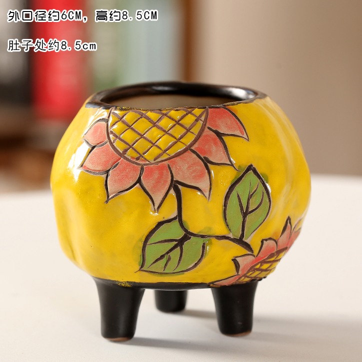 End hand made delay jubilee sunflower wind fleshy Korean breathable basin of flower pot in indoor exchanger with the ceramics flowerpots