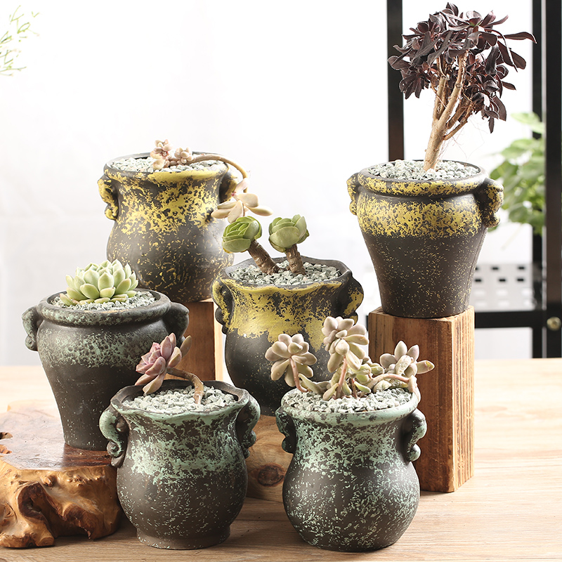 End little flowerpot breathable large zhuang zi, fleshy individuality creative interior of large diameter coarse pottery special offer a clearance package mail