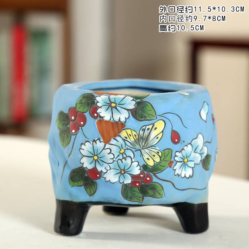 End delay jubilee ceramic meaty plant hand made coarse pottery basin Korean air pot old running of jingdezhen