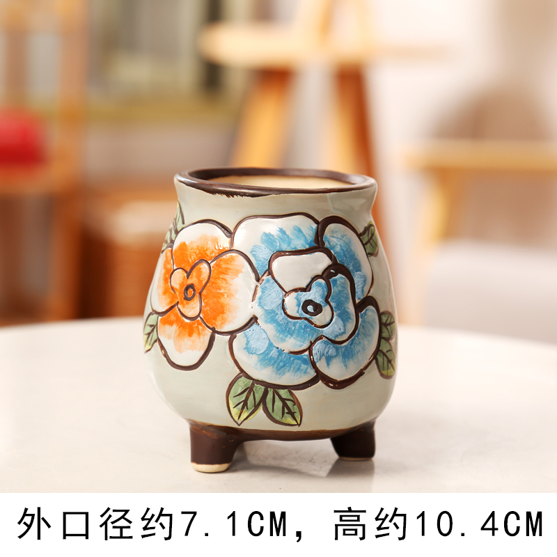 End flowerpot ceramic hand - made tiles to fleshy flower pot large special offer a clearance package mail breathable flower pot in move