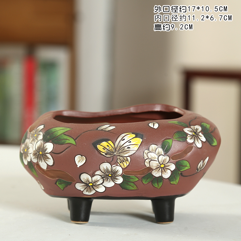 End of jingdezhen large coarse TaoYanXi coloured drawing or pattern ceramic meaty plant hand - made old running the basin Korean air pot