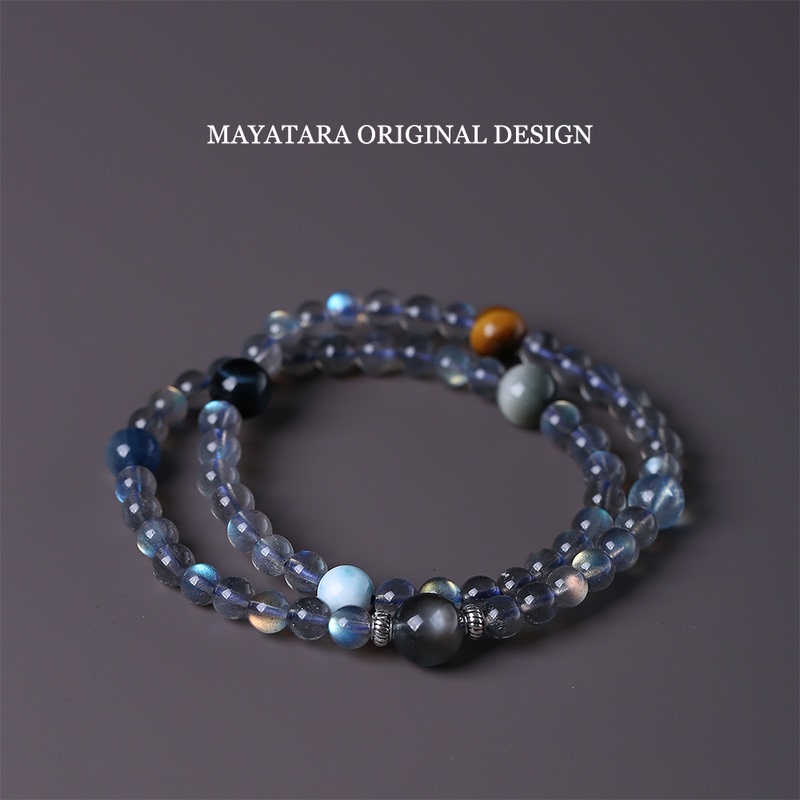 【Space Walk】Original Gray Moonstone Double Circle Devil's Aquamarine Sea Pattern Stone Double Circle for Sleep Aid and Hydration 【Space Walk】Original Gray Moonstone Double Circle Devil's Aquamarine Sea Pattern Stone Double Circle for Sleep Aid and Hydration