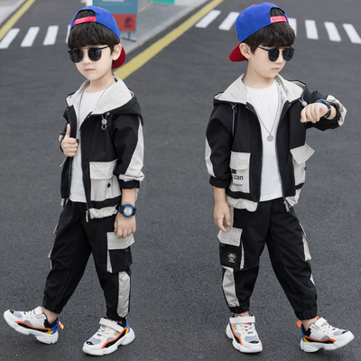 男童外套长裤套装秋装儿童夹克运动裤两件套