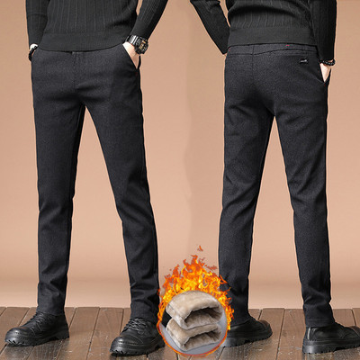 男士商务休闲裤小脚裤弹力西裤加绒男裤