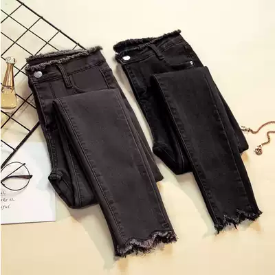 Hong Kong's new autumn and winter jeans suitable for crotch thighs, large size women's straight pants, thin pants, female fat sister