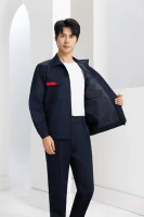 Темно-синий весенне-осенний полосатый топ с длинными рукавами