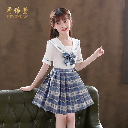 Оригинальная студенческая юбка в складку, комплект, летняя одежда, летнее детское платье для школьников