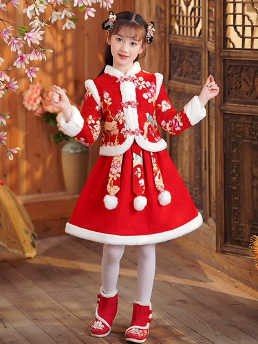 Зимнее детское ханьфу, флисовая зимняя юбка, платье