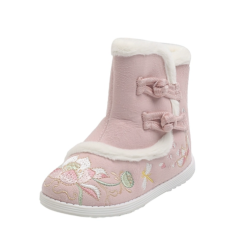 Слипоны, зимняя обувь, этнические детские сапоги, туфли, ханьфу, китайский стиль