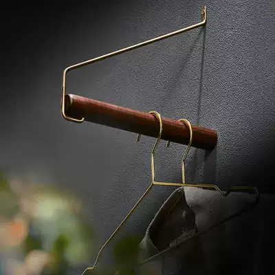 Black walnut hanger wall hanging nail wall Nordic living room bedroom solid wood coat rack hanging rod bathroom towel rack
