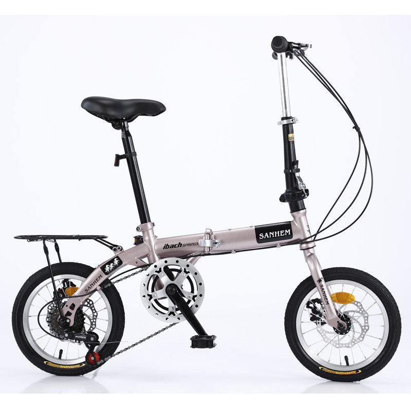 Sanhe horse 14-inch folding bicycle variable speed disc ultra-light portable adult bicycle BMX for men and women
