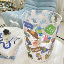 Too cute a DIY transparent trash can large capacity toilet toilet kitchen living room home student dorm room