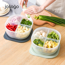 Four-compartment partition onion ginger garlic storage box refrigerator kitchen artifact food drain basket fresh-keeping box food grade dish preparation plate