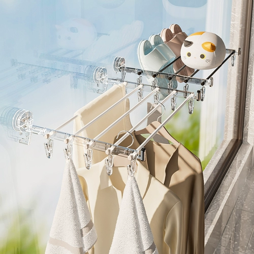 Складная сушилка на присоске, складная настенная сушилка для одежды на балконе, стеллаж для хранения без перфораторов, сушилка для обуви, подоконник