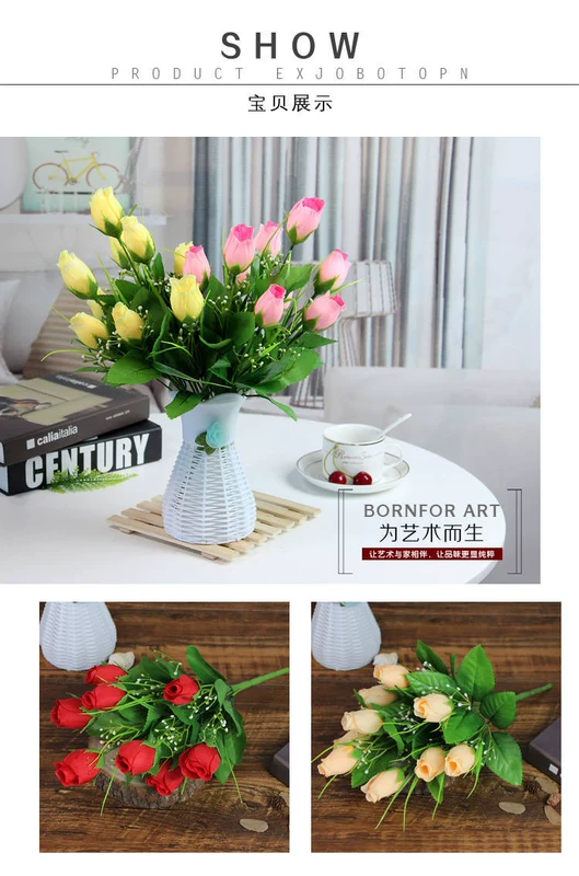 Hoa giả đơn hoa hồng nụ nụ trang trí mô phỏng bó hoa nhựa phòng khách trang trí nội thất phòng ngủ sản phẩm hoa lụa - Hoa nhân tạo / Cây / Trái cây