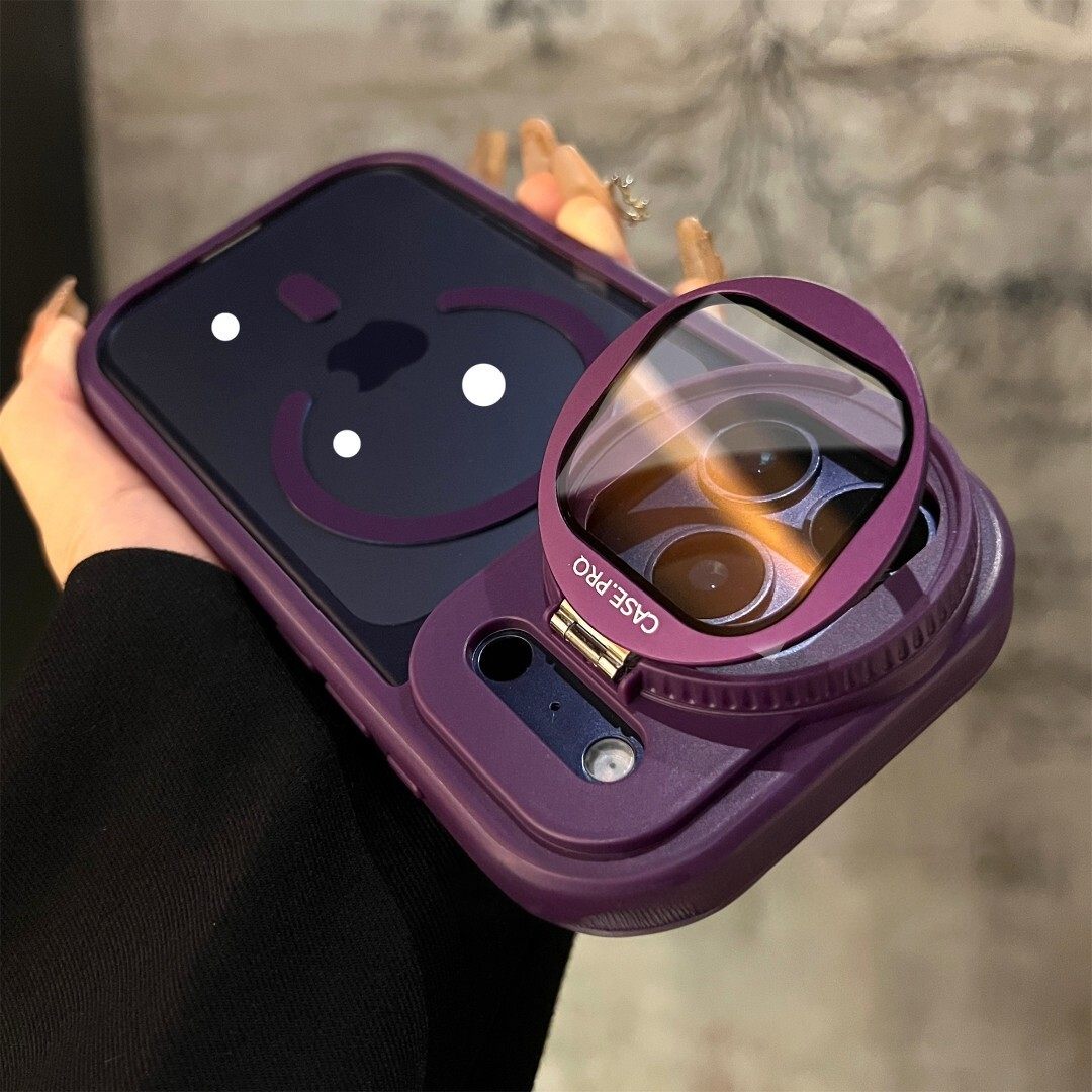 Creative Flip-Up Lens Protection Stand Suitable for iPhone 17, Apple 13 Phone Case, 16 Pro Max New Model, 11 Pro Magnetic, 12 Transparent, 13 Lens Film, 14 Plus for Men and Women, 15 Pro Max Anti-Drop Case