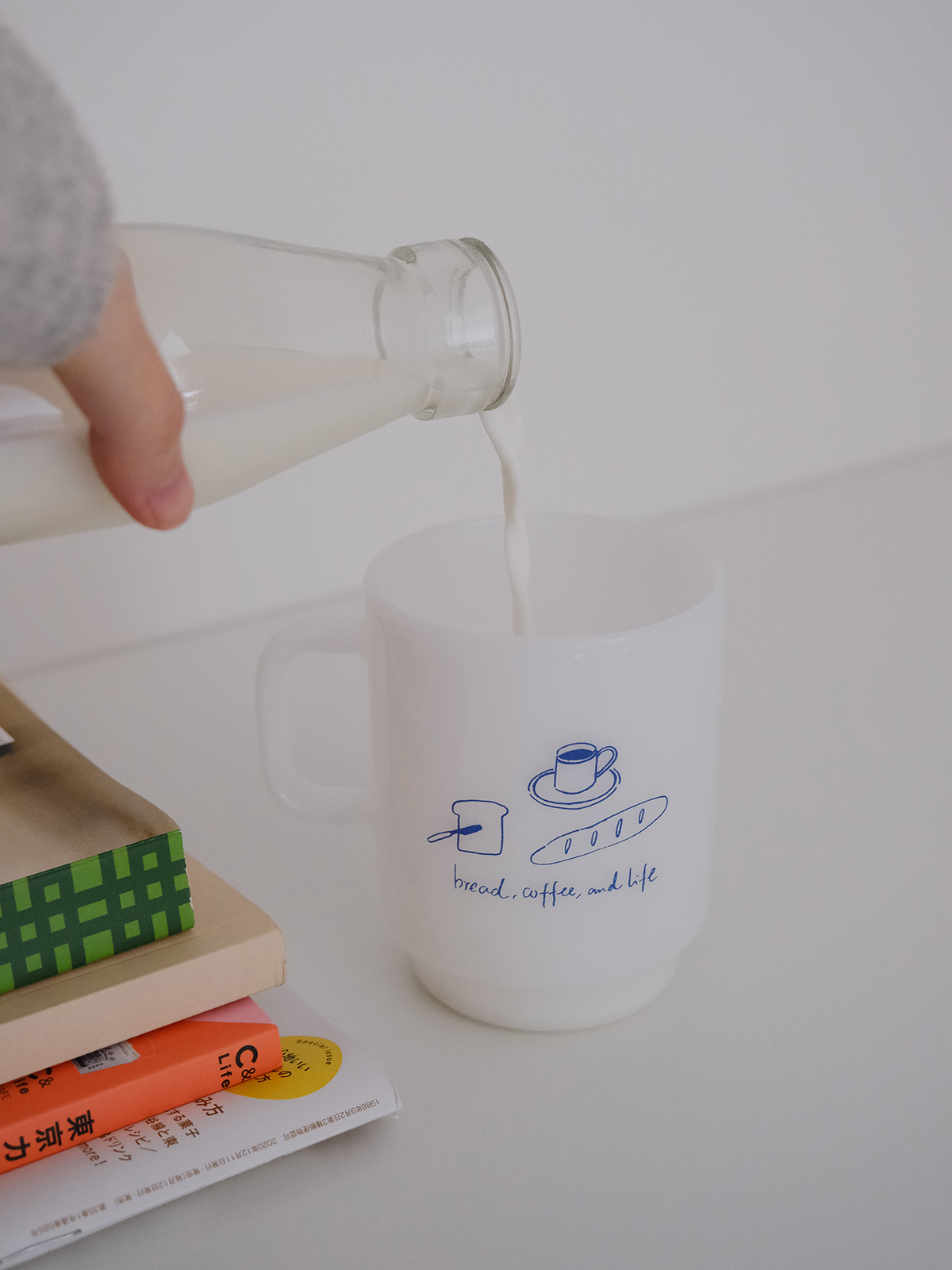 maisonpromenade milk white glass cup coffee milk cup breakfast good-looking ins wind resistant high temperature high borosilicate