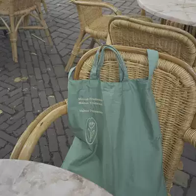 Maison Promenade independent design Tulip embroidery shoulder shopping bag green thin shoulder bag