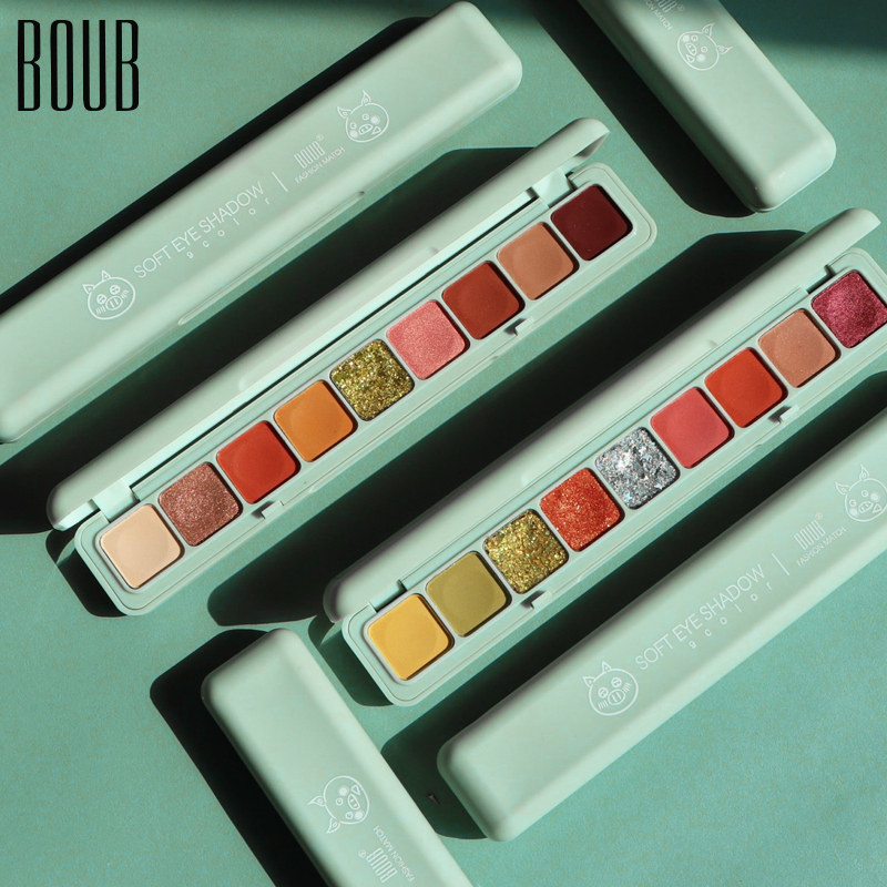 BOUB键盘小猪九色眼影盘大地色珠光哑光闪亮多色ins超火平价学生