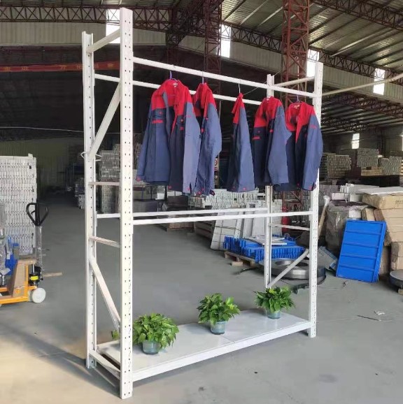 Clothing Warehouse Shelf With Wheels Movable Show Shelf Floor Double-Lever Women's Clothing Active Hanging Hanger Warehousing Special