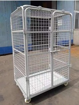 Cage car with roof storage cage four-sided logistics transfer foldable shelves double-door encryption L trolley