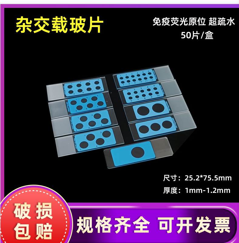 免疫荧光原位杂交载玻片 诊断载玻片，抗原片 多孔载玻片50片/盒