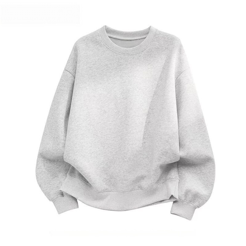 Round Neck Solid Color Basic Sweatshirt for Men and Women, Spring and Autumn Long-Sleeved, Multi-Color, Simple, Loose, Versatile, Casual Couple Tops