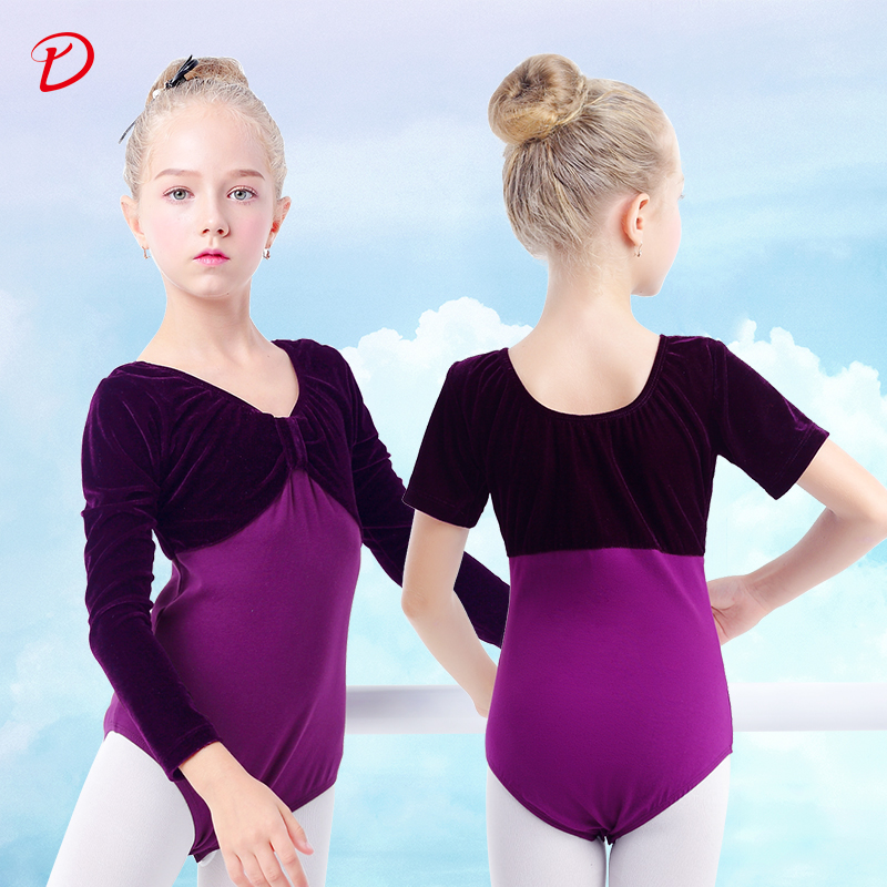 Children's dancer women's spring and summer short sleeve body ballet skills Chinese Dance Toddler Clothes Gold Velvet Clothing