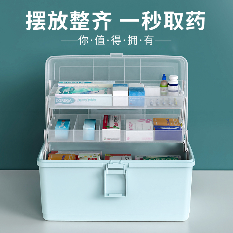 Medicine box family multi-layer small medicine drug storage box medicine box household large-capacity medical large first aid box
