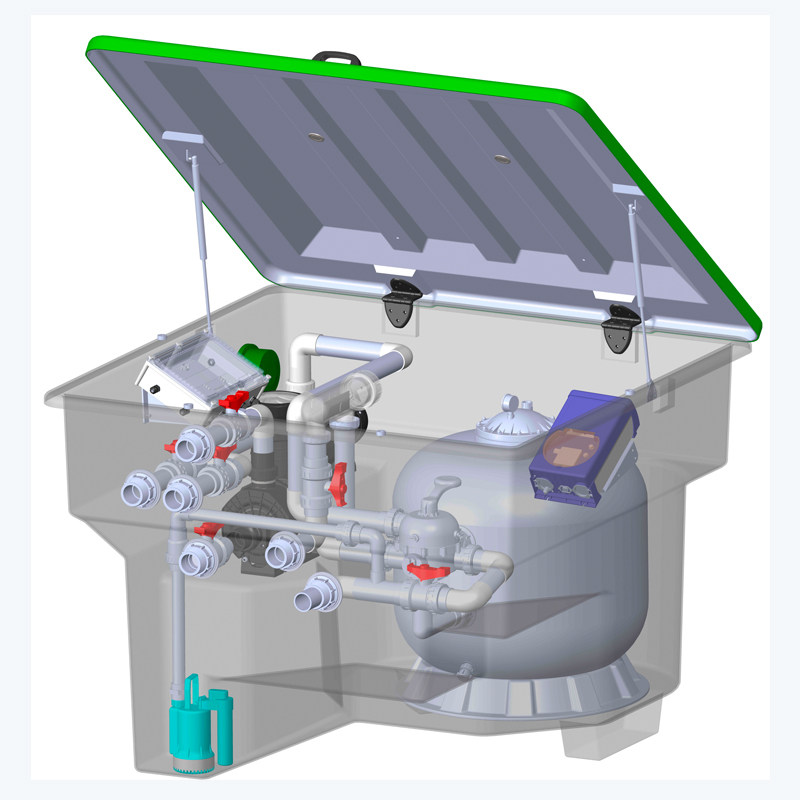 EMAUX - Landburied integrated filtration system fish pool sewage treatment equipment