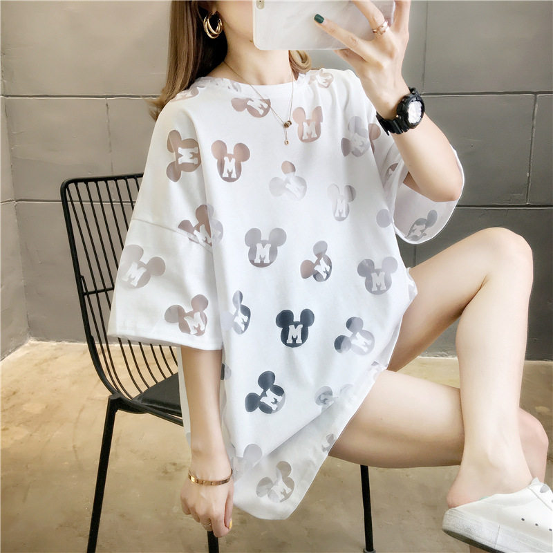 Pregnant women Mickey short-sleeved t-shirt women 2021 new summer loose large size mid-length foreign style half-sleeved top ins tide
