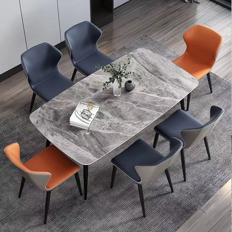 Chi Rui modern minimalist slate dining table and chairs home small apartment dining room rectangular dining table Italian light luxury table and chairs
