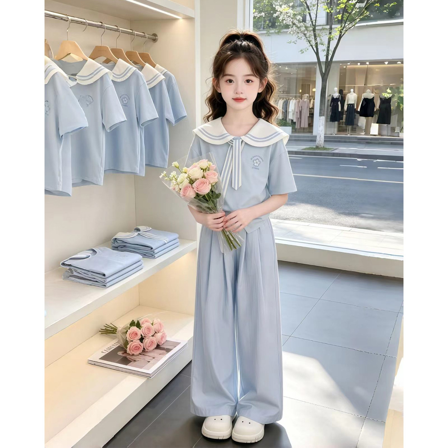 女童夏套装2026新款儿童洋气夏装短袖T恤女孩夏季时髦休闲两件套 — 6