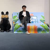 FRP book leisure chair Shopping mall outdoor square Book page waiting chair Painted shaped abstract art stool