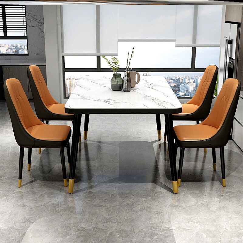 Dining table and chairs set up family with small family modern minimalist rectangular 4 people 6 people light and luxurious marble eating table