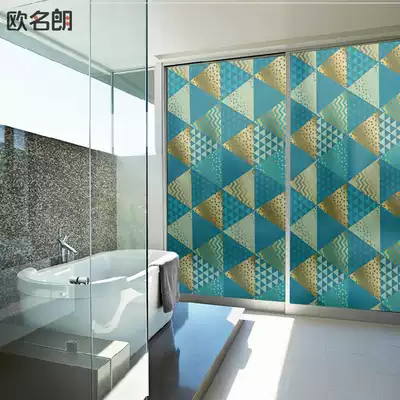 Light luxury style household living room glass door sticker transparent opaque bathroom powder room Anti-peep electrostatic matte film