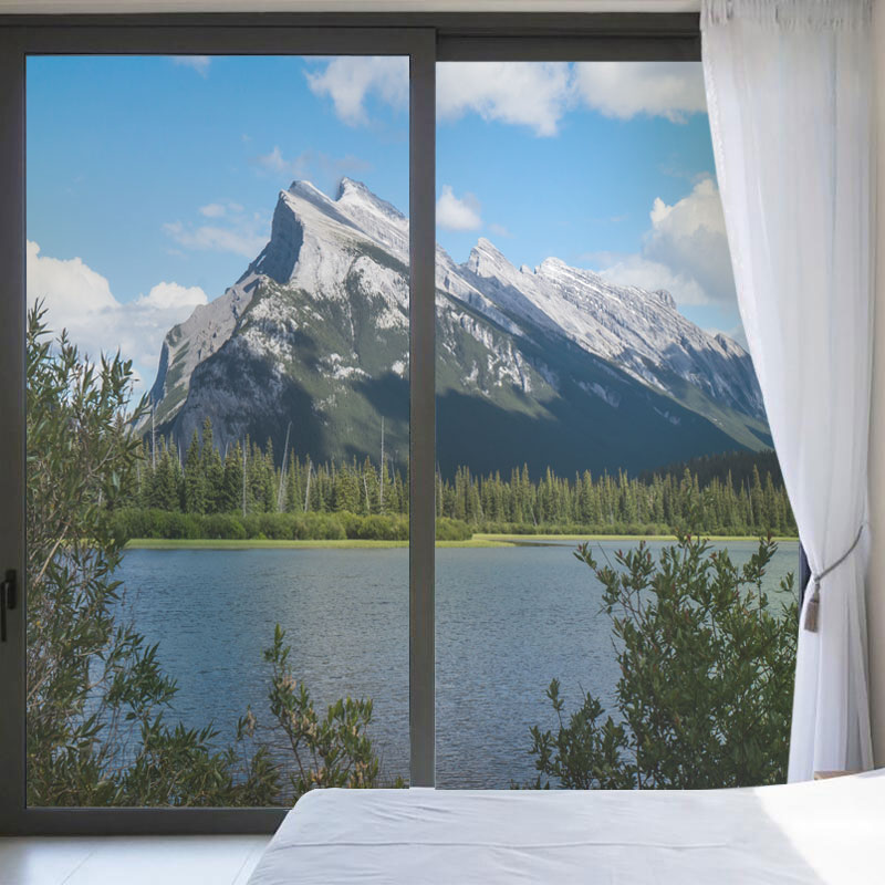 Frosted glass film pastoral landscape painting decoration living room sliding door bedroom window stickers anti-peep sunscreen