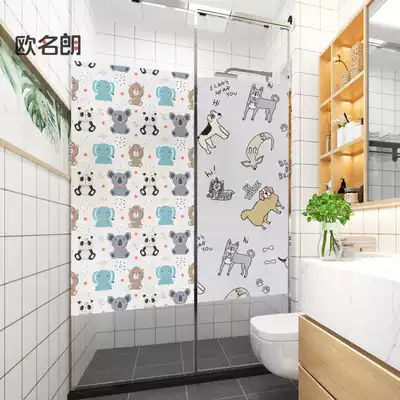 Children's room cartoon window stickers paper anti-light bathroom powder room glass door film electrostatic frosted