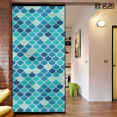 Japanese kitchen frosted sticker sunscreen sunshade window paper dining room glass door film simple watercolor gradient pattern