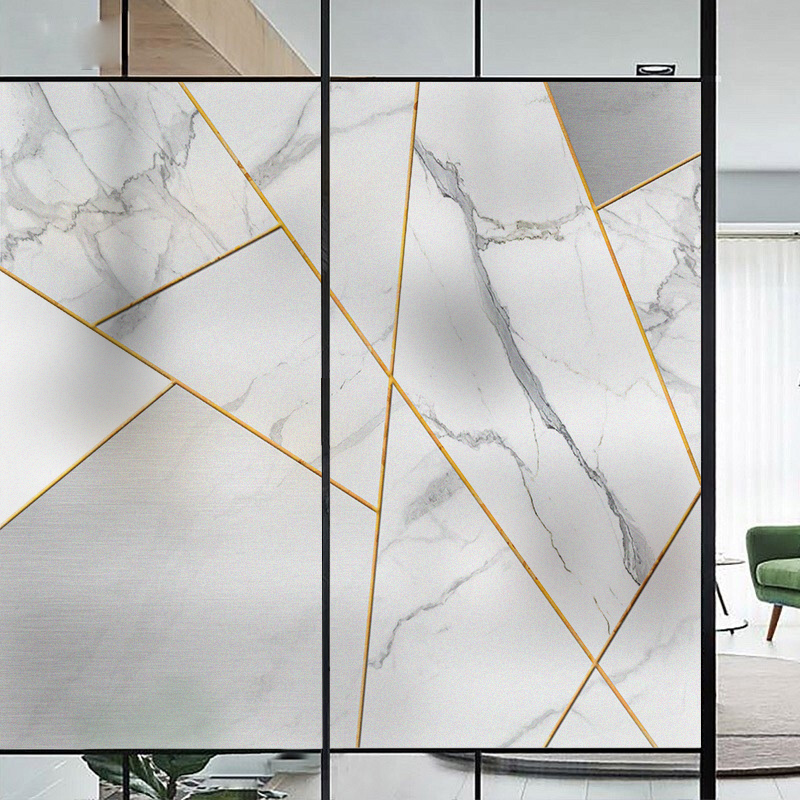 Living room sliding door glass sticker modern minimalist Nordic geometric map porch anti-peep window frosted film shading