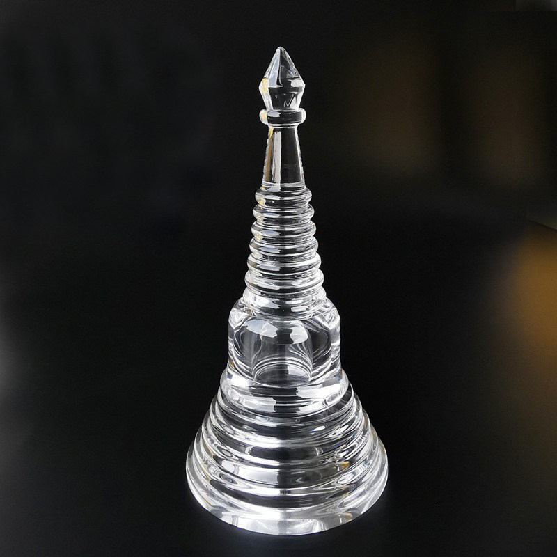 K9 white crystal stupa with Tibetan offering relics Bodhi Pagoda trumpet Gawu bottle home glass tower ornament