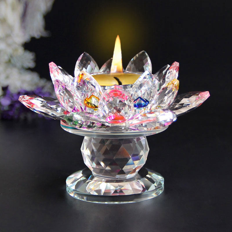 Buddha front for lamp swing piece crystal glass lotus lamp holder Home Buddha for the Buddha Changming lamp Crystal Lotus wax candle holder