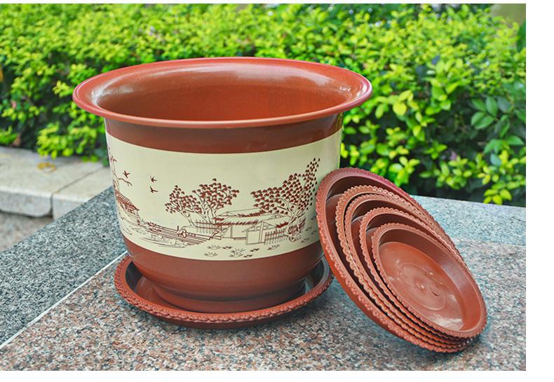 Plastic flower POTS imitation ceramic thickening large green plant name plum orchid Chinese rose other gardening resin flower pot