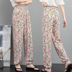 ແມ່ຍິງຂະຫນາດໃຫຍ່ຝ້າຍຜ້າໄຫມ pajama pants summer ຝ້າຍທຽມບາງໆສາມາດໃສ່ເປັນກາງເກງຕ້ານຍຸງຝ້າຍຝ້າຍ silk bloomers ພັກຫາດຊາຍ