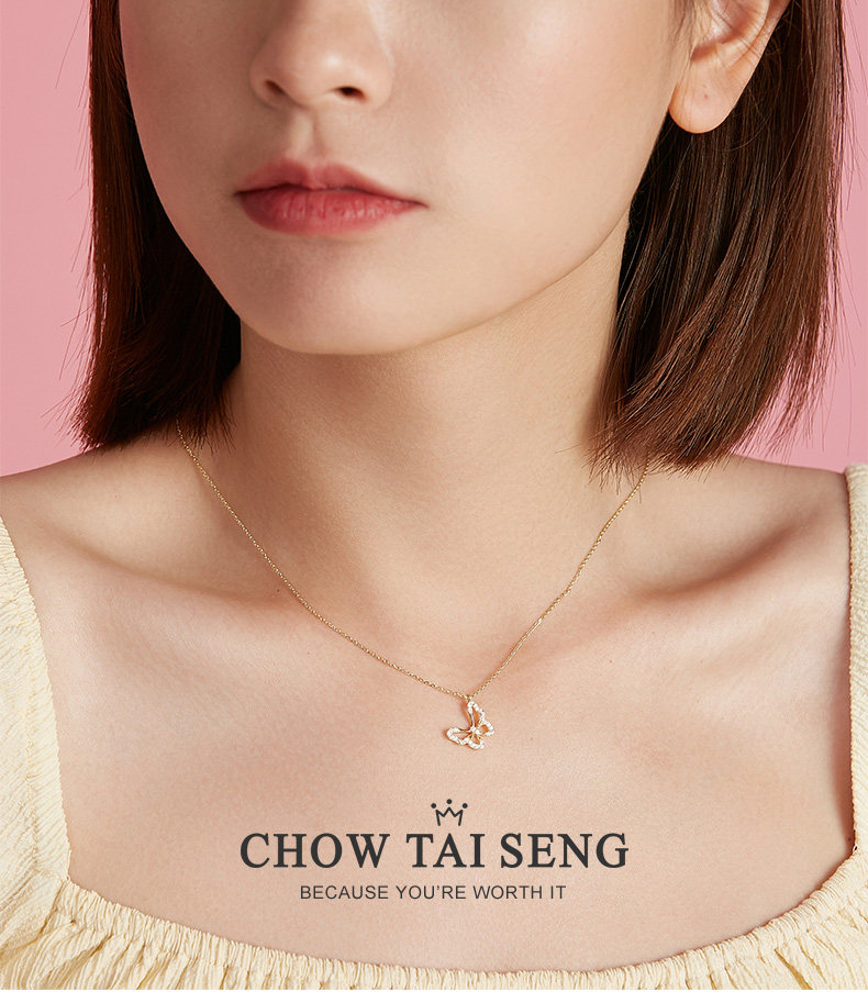 周大生 S925银 镶钻蝴蝶吊坠项链 天猫优惠券折后￥159包邮（￥259-100）