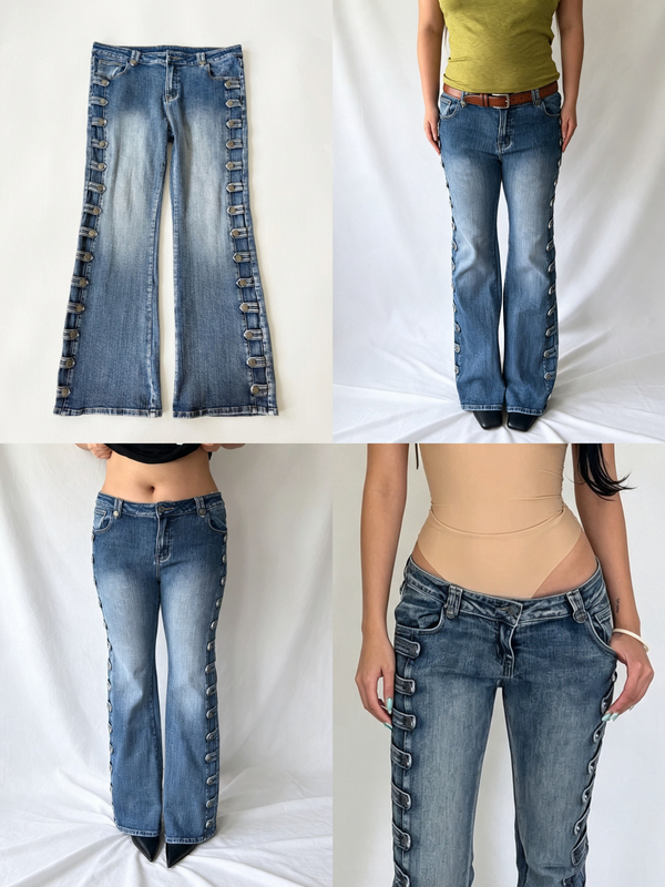 Margaretbby Plus-Size J*Dlo*N Alternative Y2K Retro Heavy-Duty Washed Low-Rise Jeans Margaretbby Plus-Size J*Dlo*N Alternative Y2K Retro Heavy-Duty Washed Low-Rise Jeans