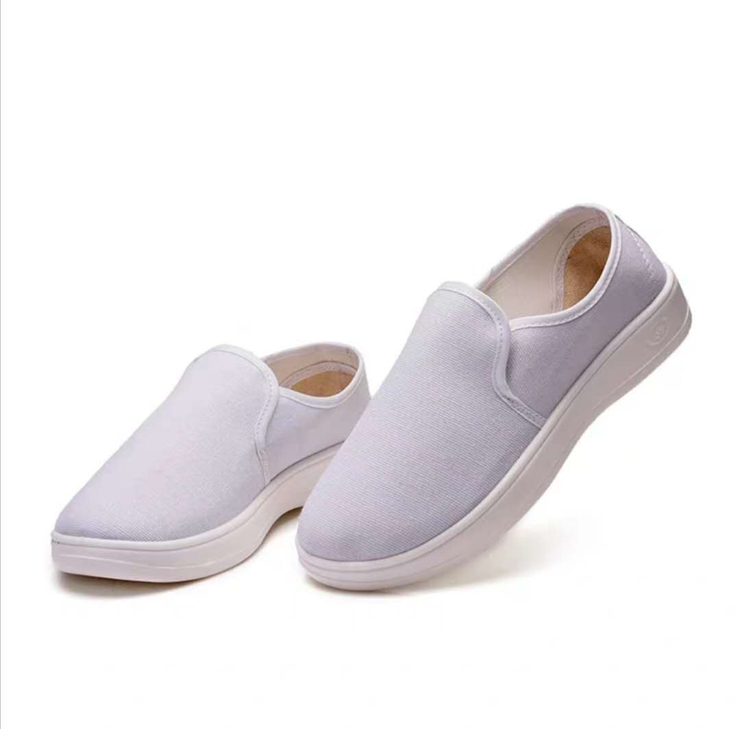 Anti-static white canvas leather mid towel dust-free shoes PU sole Color and size can be customized
