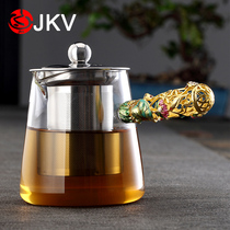 Heat-resistant bubble teapot glass male tea bottle tea bottle kung fu tea set filter tea divider