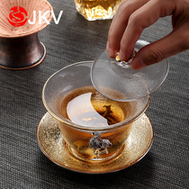 Crystal Cover bowl with silver glass gilt cover Bowl Tea Cup heat-resistant thickened Sancha Tea Bowl Cup kung fu tea set